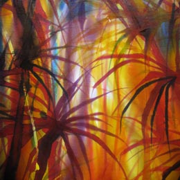 Silk Painting Bamboo Garden