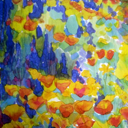Silk Painting Poppy Garden
