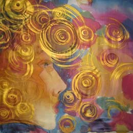 Silk Painting Golden Lady